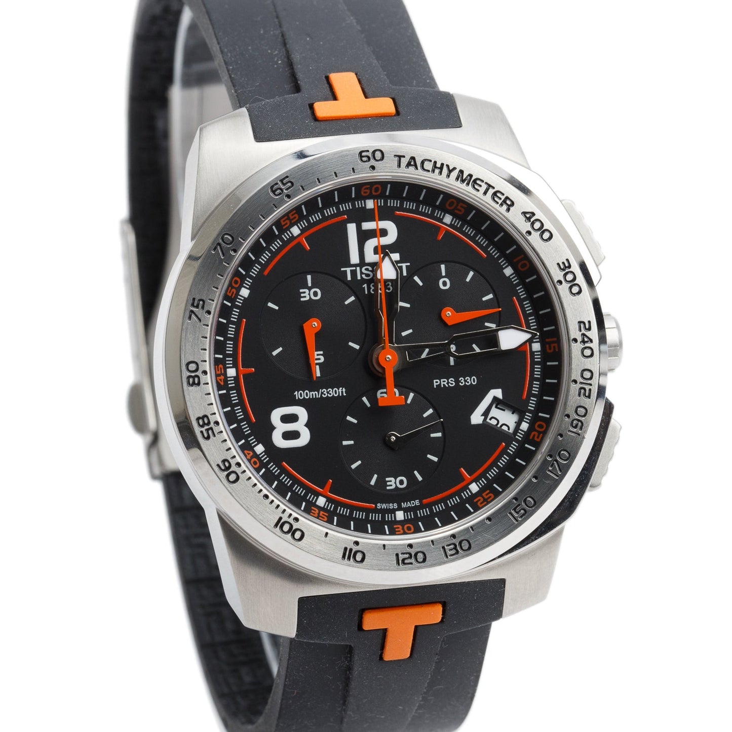 Tissot Stainless Steel T Sport PRS330 Palagio 42.5 MM Chronograph Quartz Watch Black Dial w/ Box & Papers