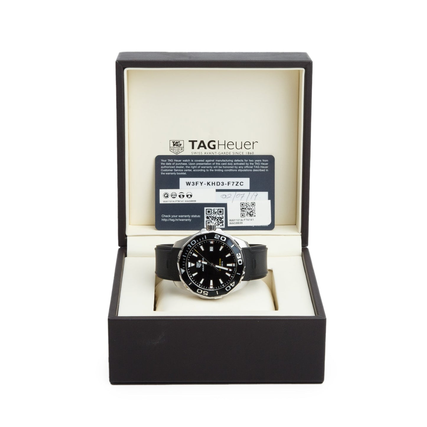 Tag Heuer Stainless Steel Aquaracer 44 MM Quartz Watch WAY101A Black Dial w/ Box & Papers