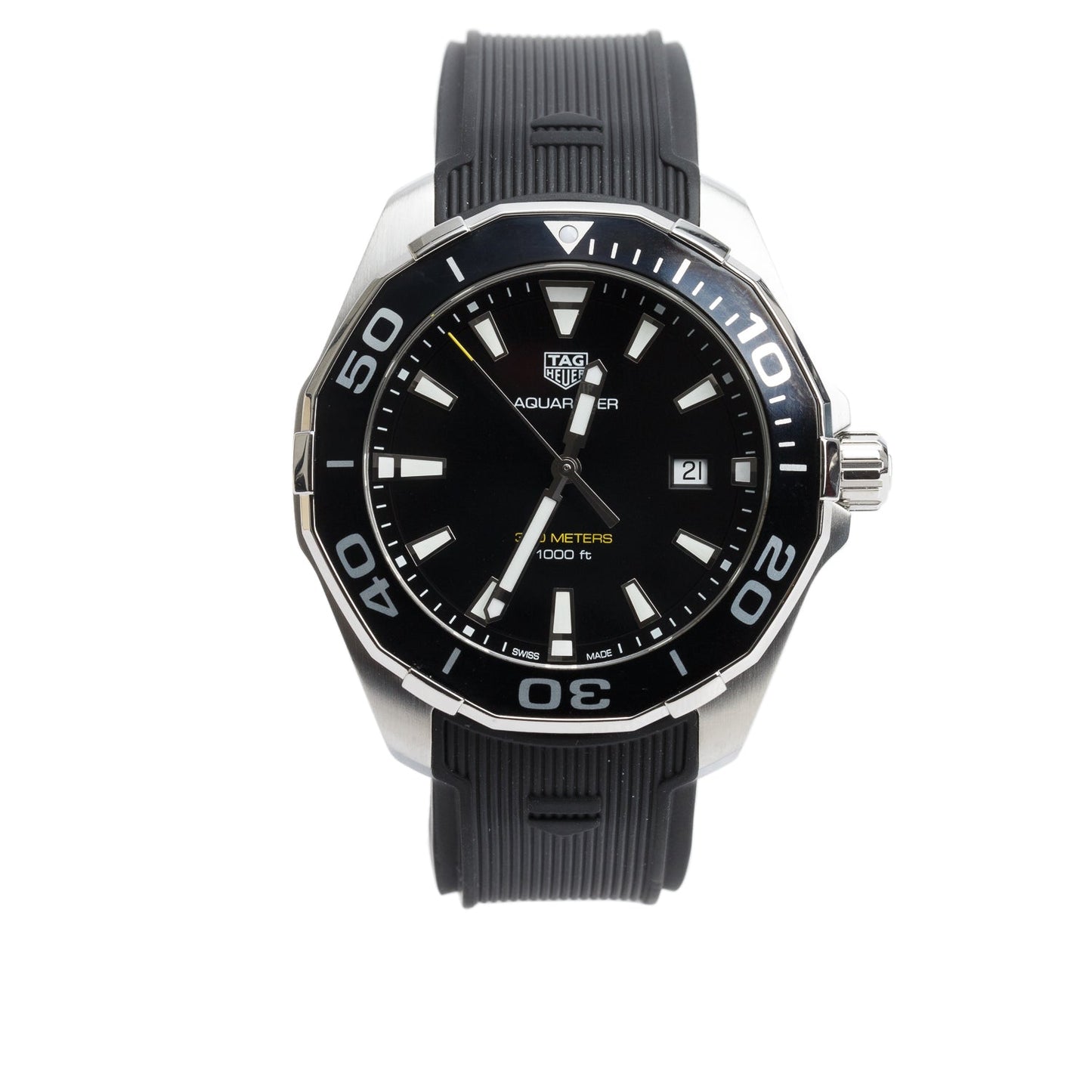 Tag Heuer Stainless Steel Aquaracer 44 MM Quartz Watch WAY101A Black Dial w/ Box & Papers