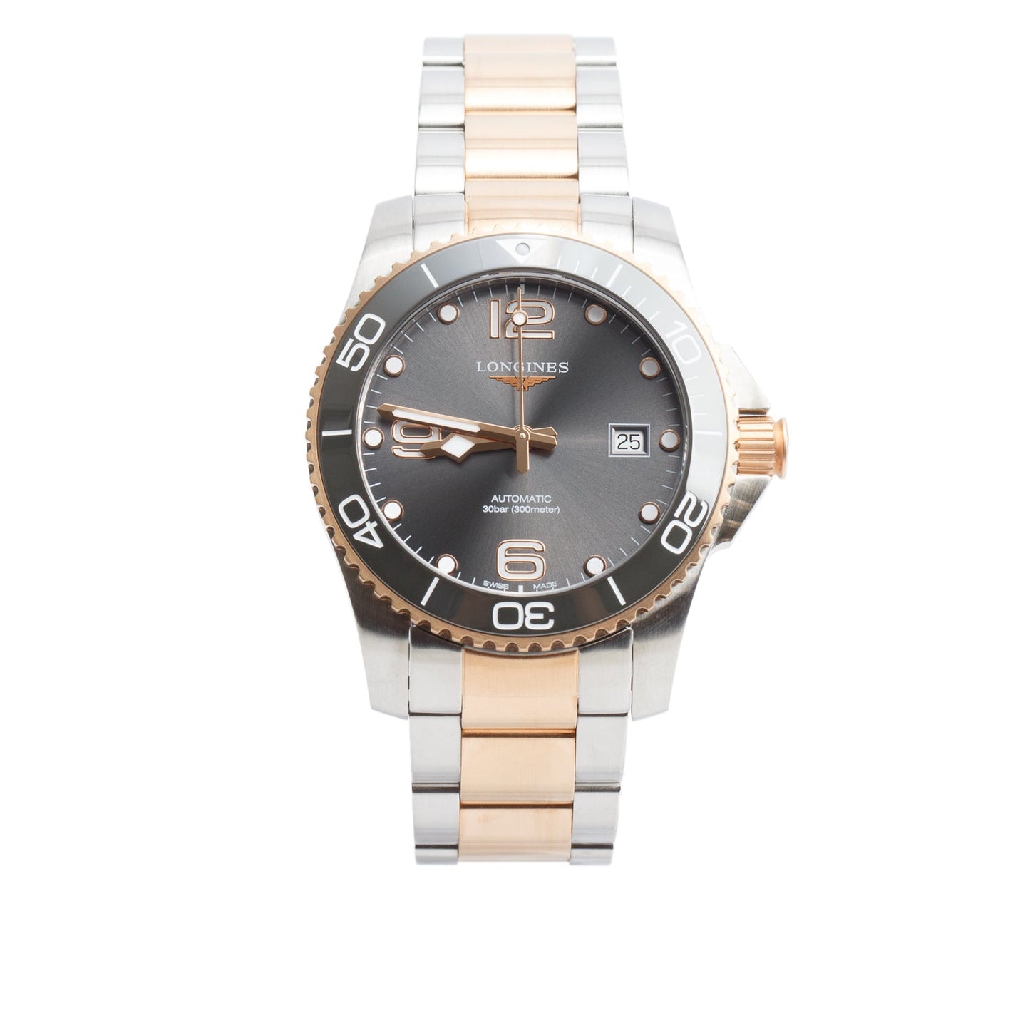 Longines 2026 Rose Gold PVD & Stainless Steel HydroConquest 43 MM Automatic Watch Grey Dial w/ Box & Papers