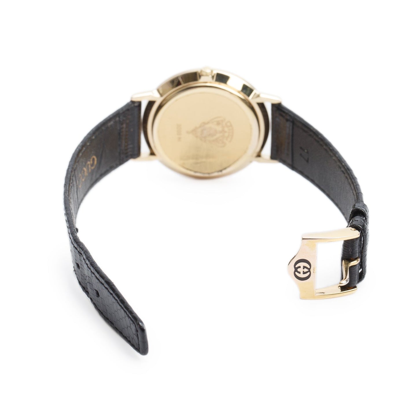 Gucci Gold Plated Stainless Steel 3000 Series 33 MM Quartz Watch Black Dial w/ Box