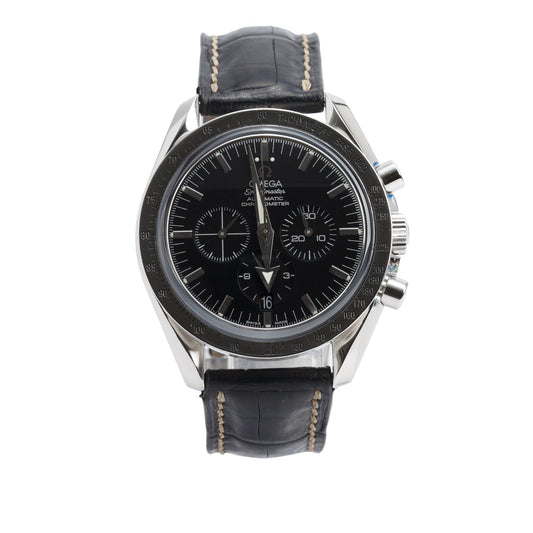 Omega Stainless Steel Speedmaster Broad Arrow 42 MM Automatic Chronograph Watch Black Dial w/ Box