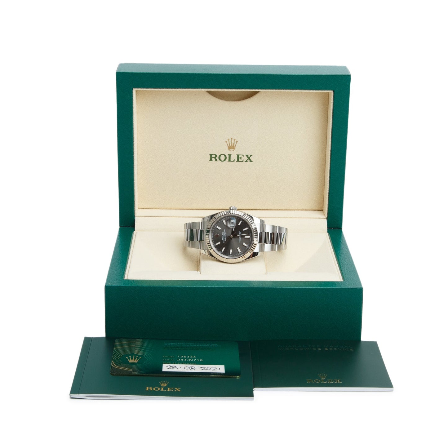 Rolex 2021 Stainless Steel Oyster Perpetual Datejust 41 MM Watch Slate Dial 126334 w/ Box & Papers