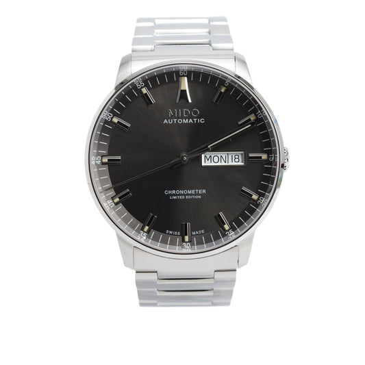 Mido 2026 Limited Edition Stainless Steel Commander Chronometer 40 MM Day Date Automatic Watch Grey Dial w/ Box & Papers