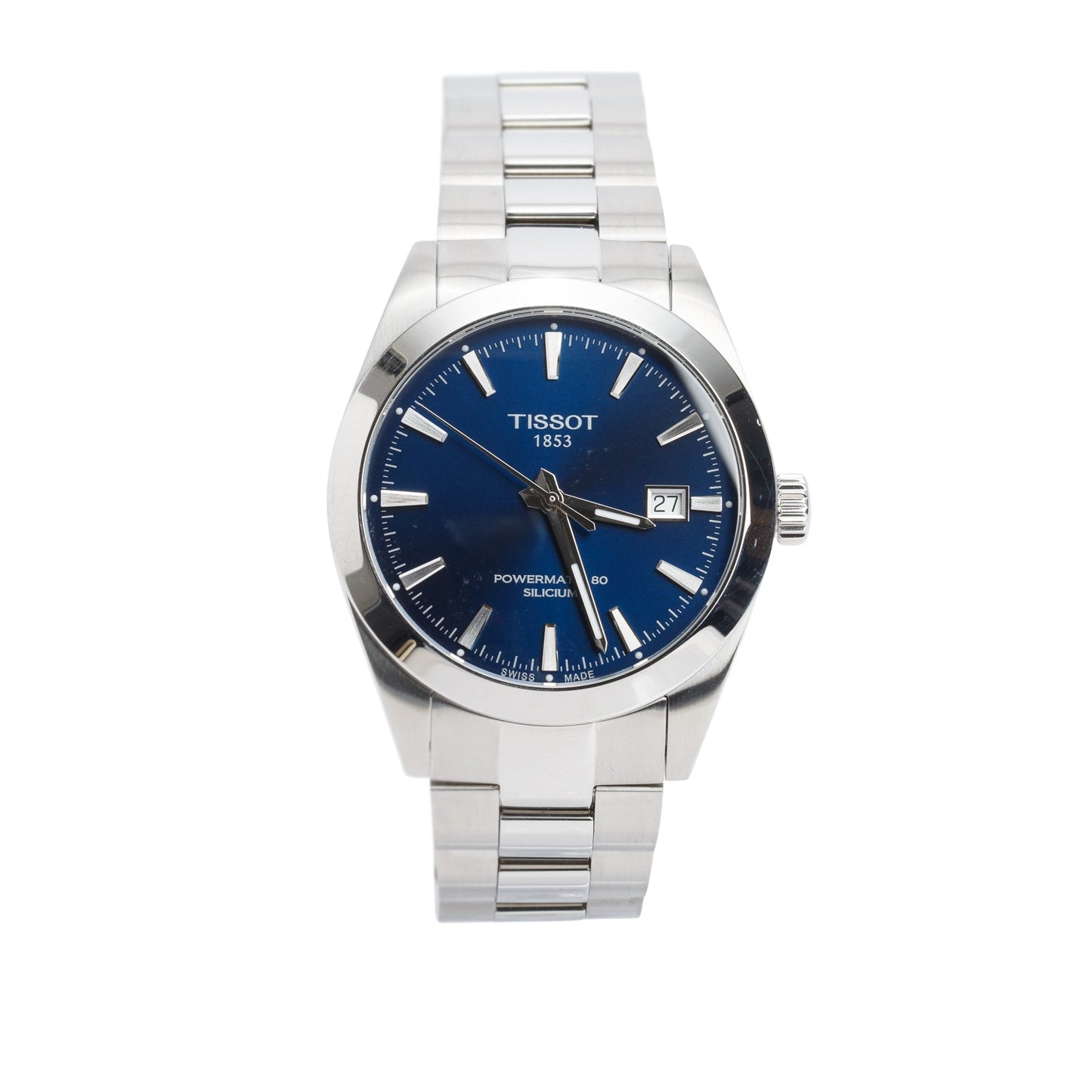 Tissot Stainless Steel Gentleman Powermatic 80 40 MM Automatic Watch Blue Dial w/ Box & Papers