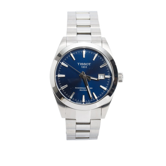 Tissot Stainless Steel Gentleman Powermatic 80 40 MM Automatic Watch Blue Dial w/ Box & Papers