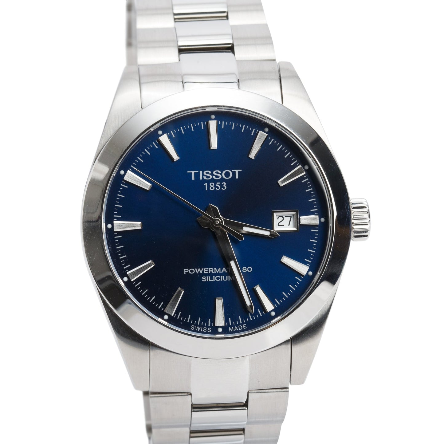 Tissot Stainless Steel Gentleman Powermatic 80 40 MM Automatic Watch Blue Dial w/ Box & Papers