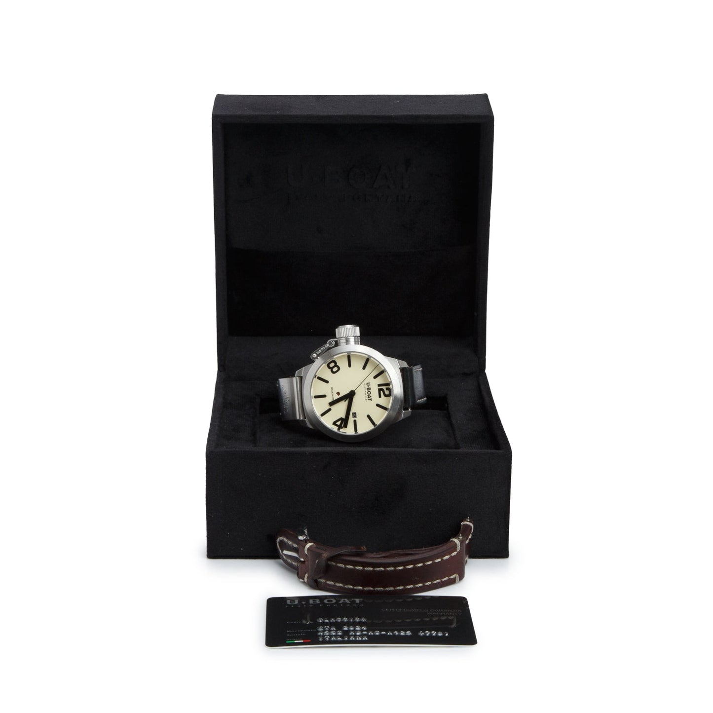 U-Boat Stainless Steel Classico Italo Fontana 45 MM Automatic Watch Creme Dial w/ Box, Papers & Extra Strap