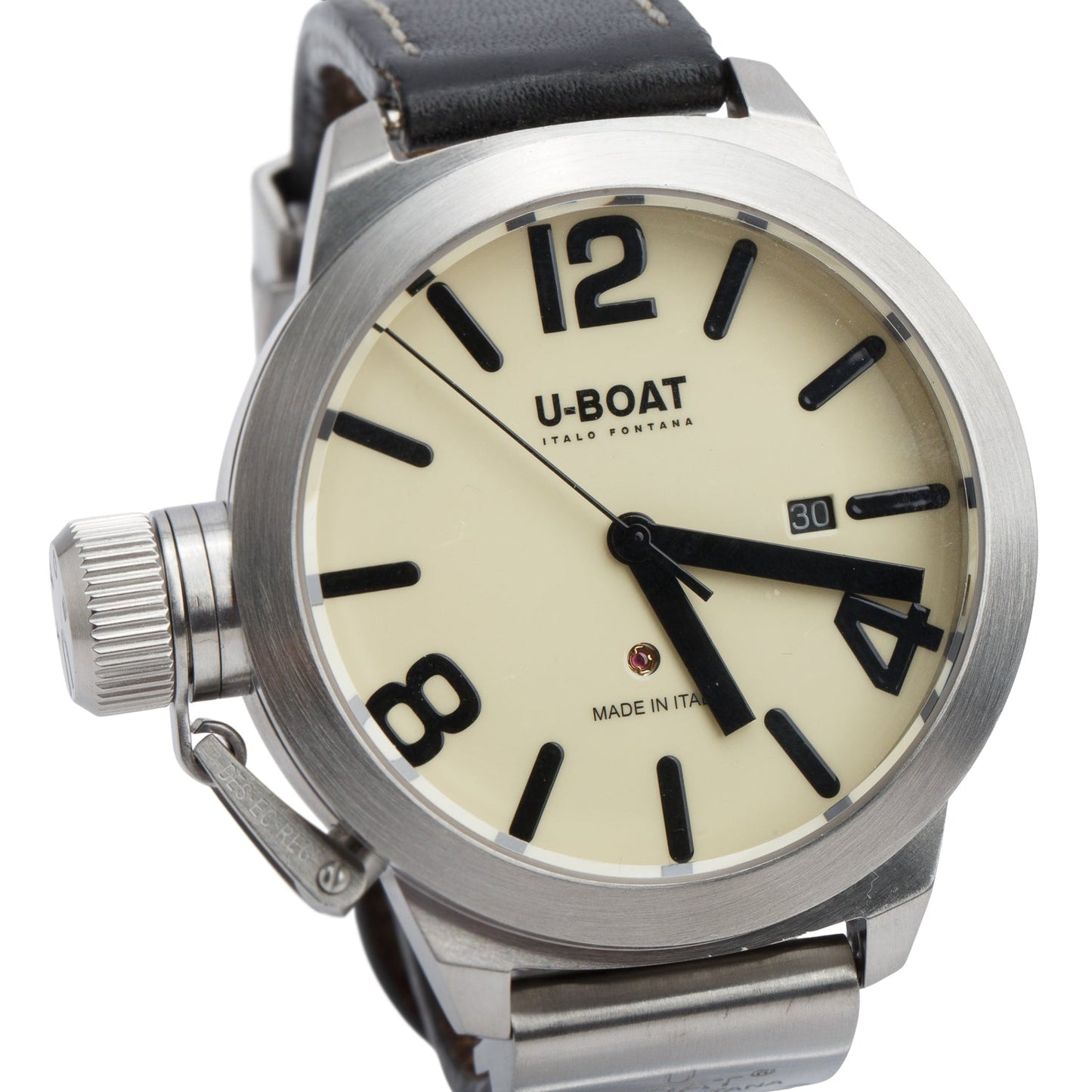 U-Boat Stainless Steel Classico Italo Fontana 45 MM Automatic Watch Creme Dial w/ Box, Papers & Extra Strap