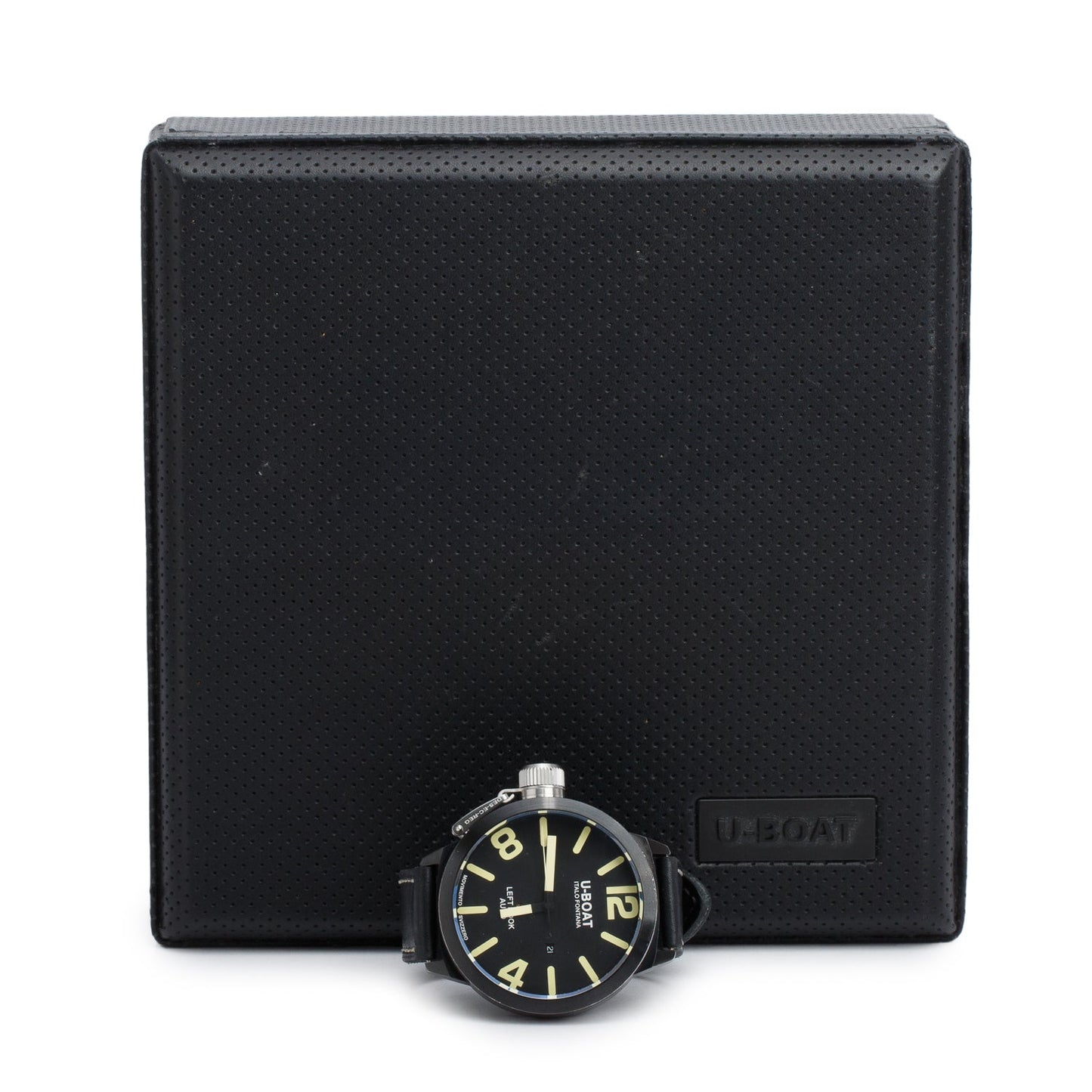 U-Boat Black PVD Stainless Steel Italo Fontana Leff Hook 52 MM Automatic Watch Black Dial w/ Box & Extra Strap