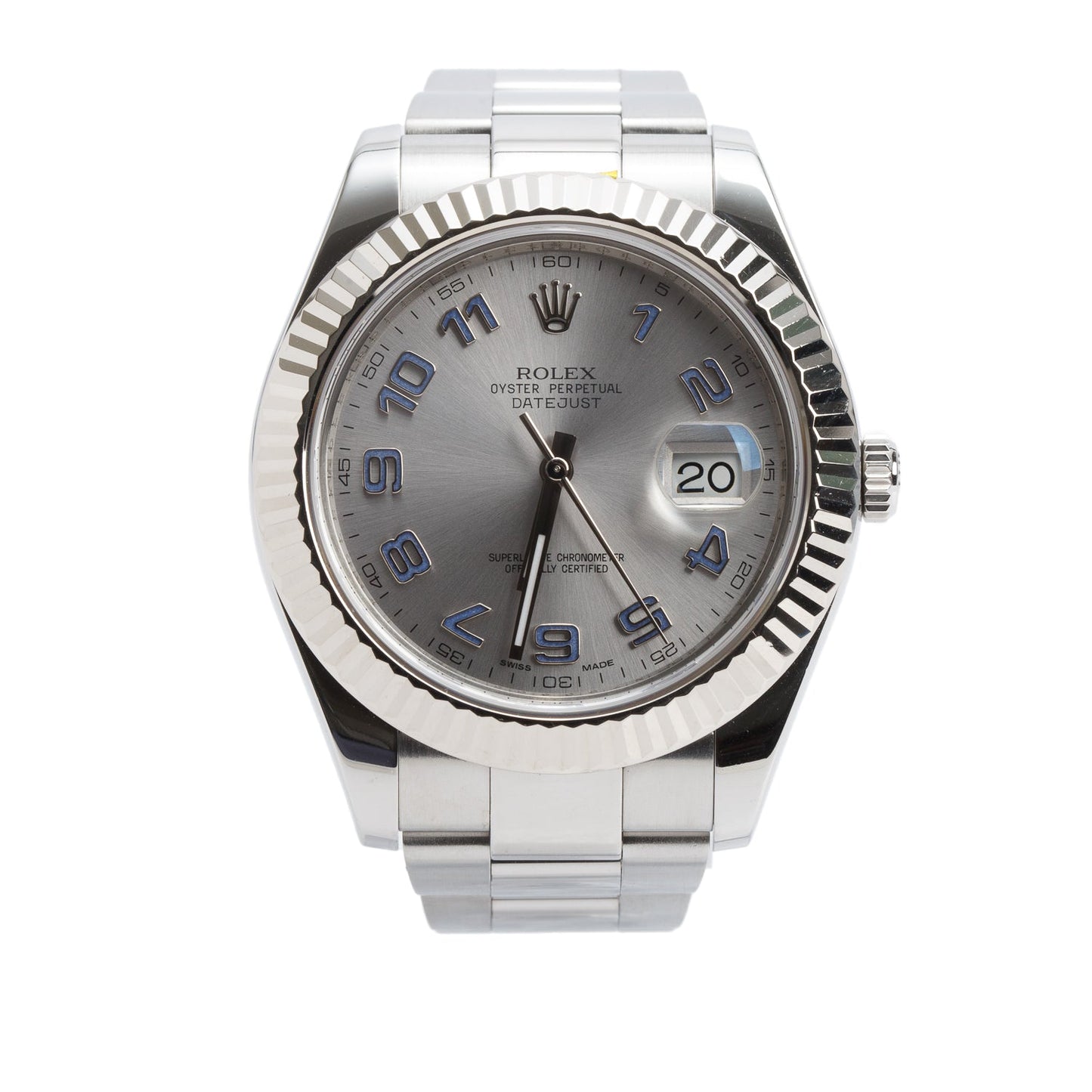 Rolex Stainless Steel Datejust II 41 MM Automatic Watch Arabic Silver Dial 116334