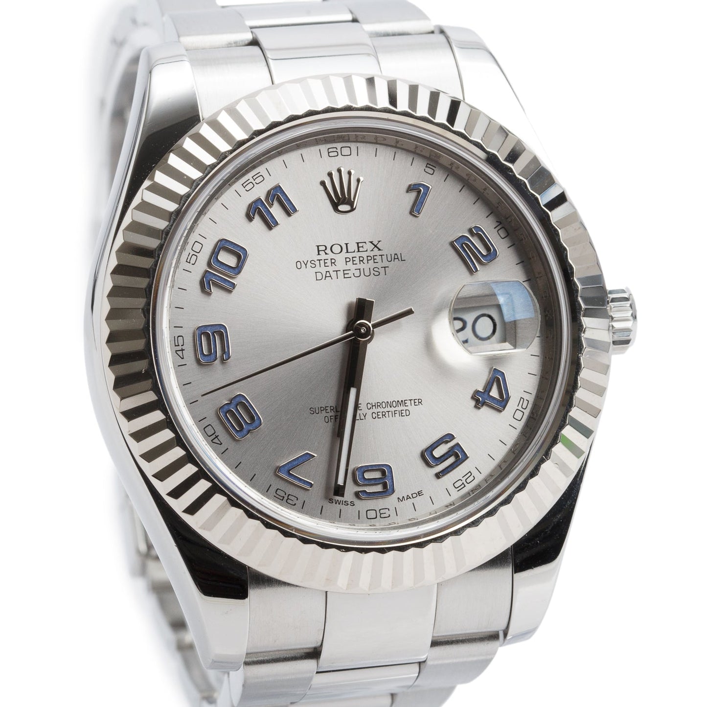 Rolex Stainless Steel Datejust II 41 MM Automatic Watch Arabic Silver Dial 116334