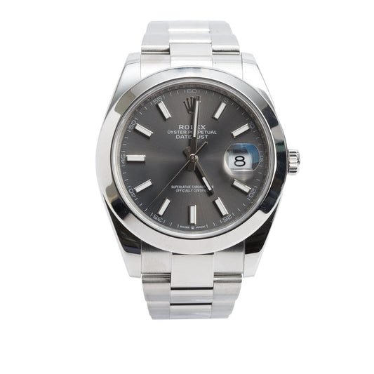 Rolex Stainless Steel Datejust 41 MM Slate Grey Dial Automatic Watch 126300 w/ Box