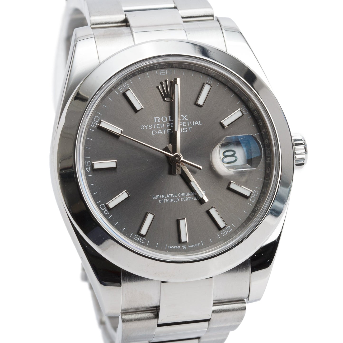 Rolex Stainless Steel Datejust 41 MM Slate Grey Dial Automatic Watch 126300 w/ Box