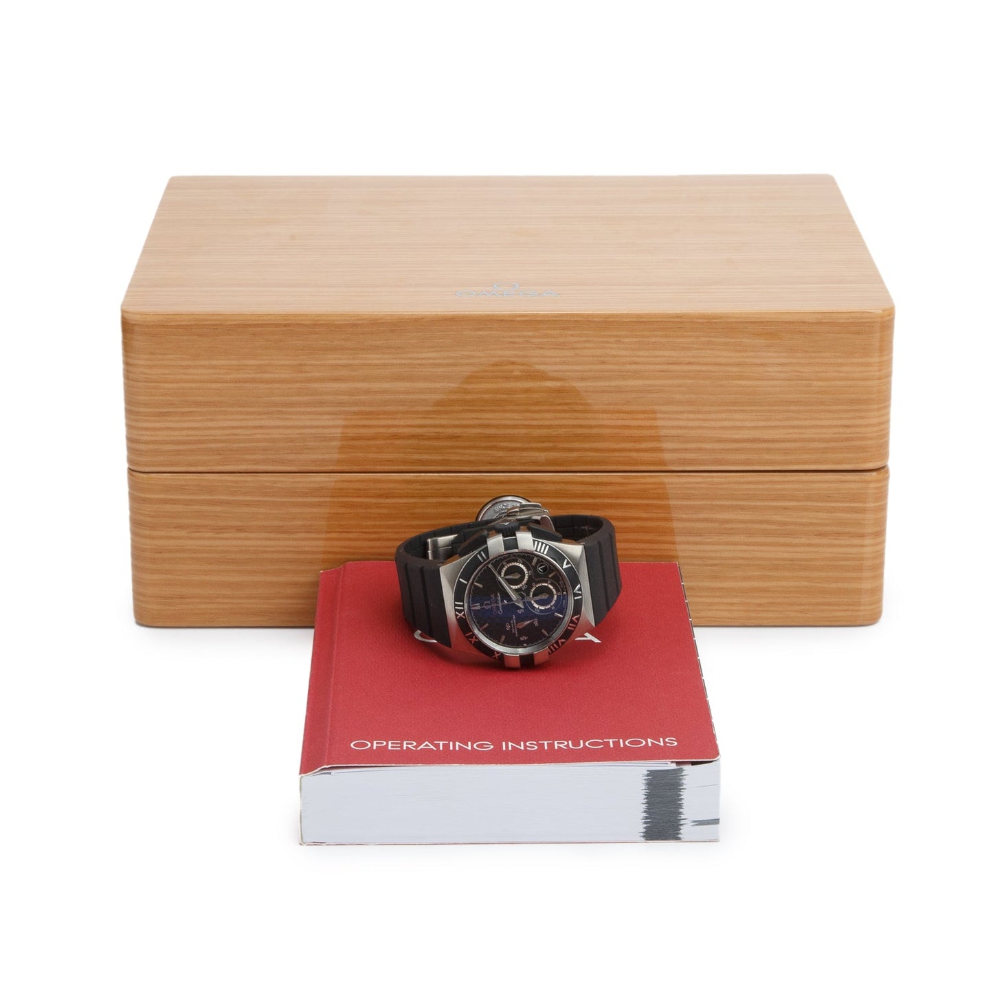 Omega Titanium Constellation Double Eagle Mission Hills World Cup 35 MM Co-Axial Chronometer Automatic Chronograph Watch Black Dial w/ Box