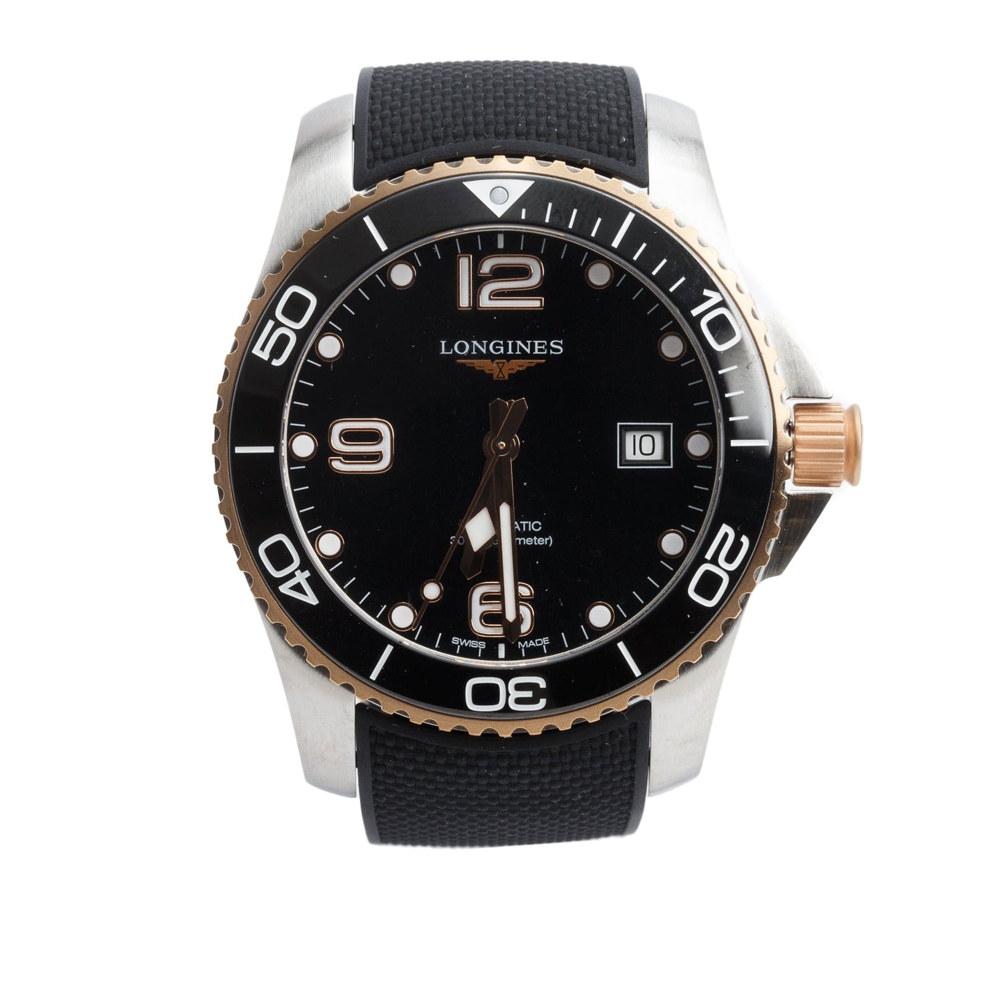 Longines Stainless Steel & Black Ceramic HydroConquest 41 MM Automatic Watch, Black Dial