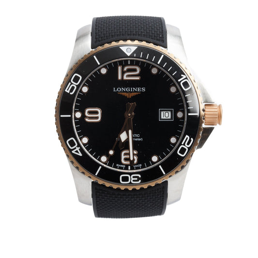 Longines Stainless Steel & Black Ceramic HydroConquest 41 MM Automatic Watch, Black Dial
