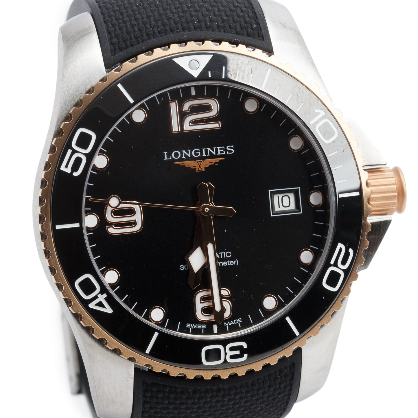 Longines Stainless Steel & Black Ceramic HydroConquest 41 MM Automatic Watch, Black Dial