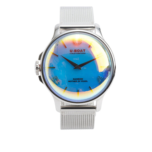 U-Boat Stainless Steel Italo Fontana 38 MM Quartz Watch Rainbow Mother of Pearl Dial w/ Box