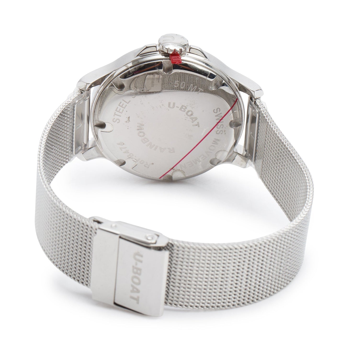 U-Boat Stainless Steel Italo Fontana 38 MM Quartz Watch Rainbow Mother of Pearl Dial w/ Box