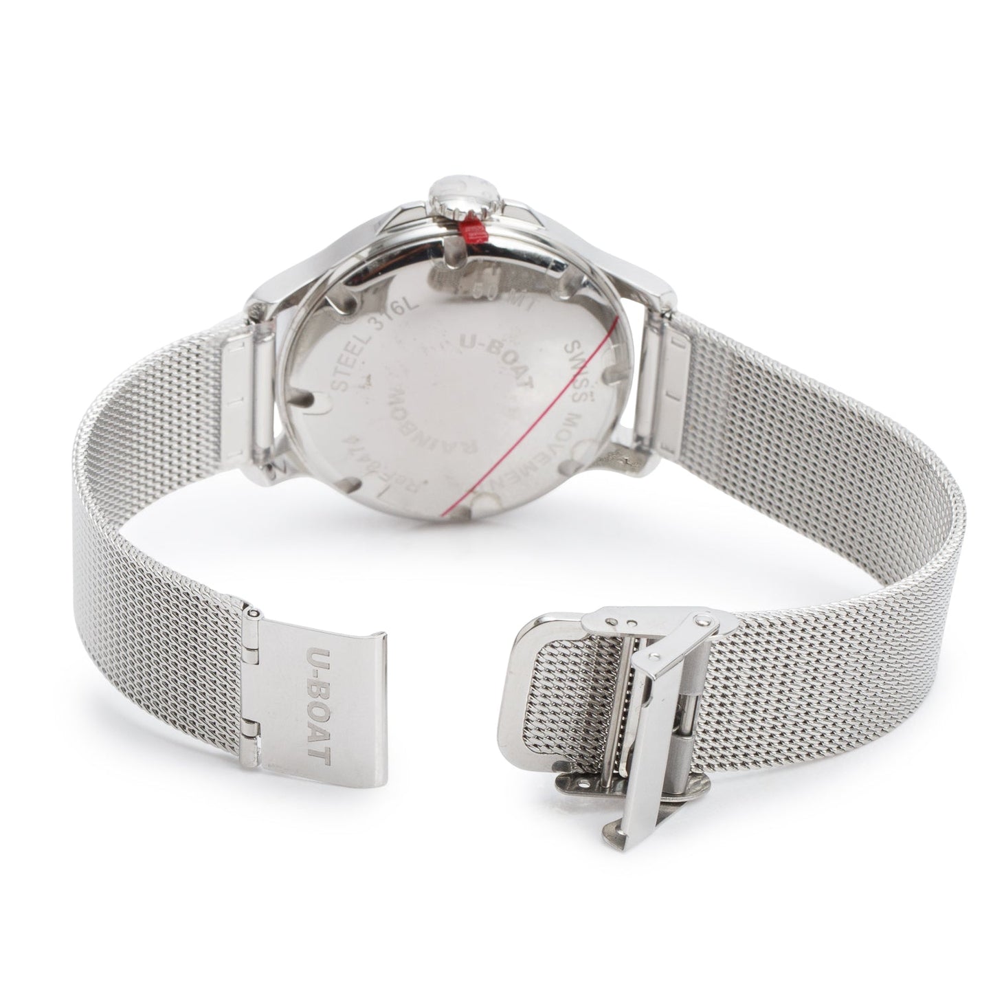 U-Boat Stainless Steel Italo Fontana 38 MM Quartz Watch Rainbow Mother of Pearl Dial w/ Box