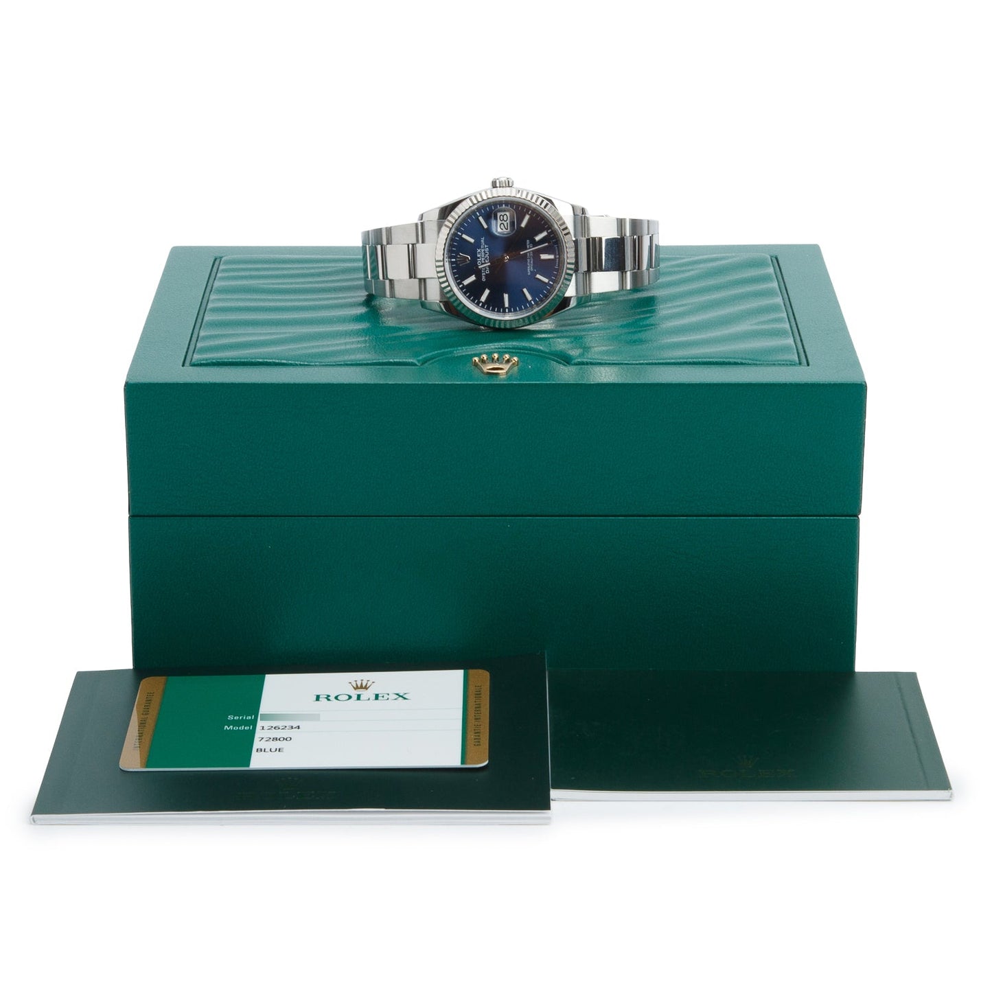 Rolex Stainless Steel Datejust 36 MM Automatic Watch Blue Dial 126234 w/ Box & Papers