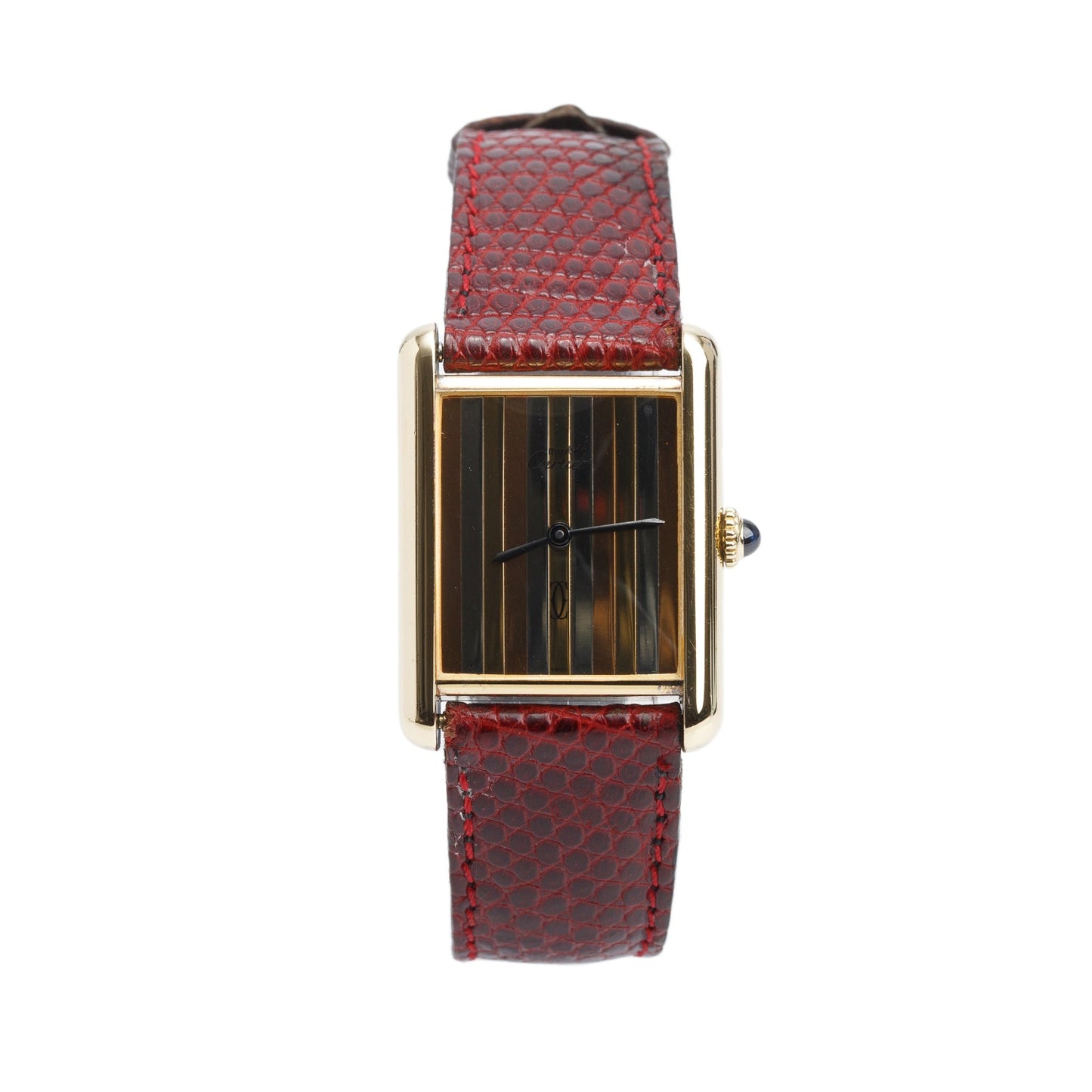 Cartier Vintage 18k Gold Vermeil Sterling Silver Argent Must de Cartier Tank Quartz Watch Trinity Dial