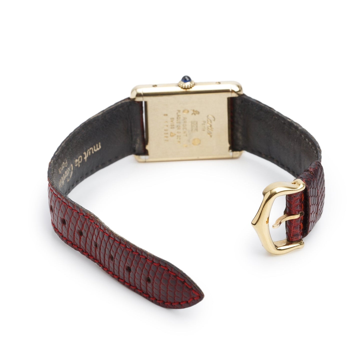 Cartier Vintage 18k Gold Vermeil Sterling Silver Argent Must de Cartier Tank Quartz Watch Trinity Dial