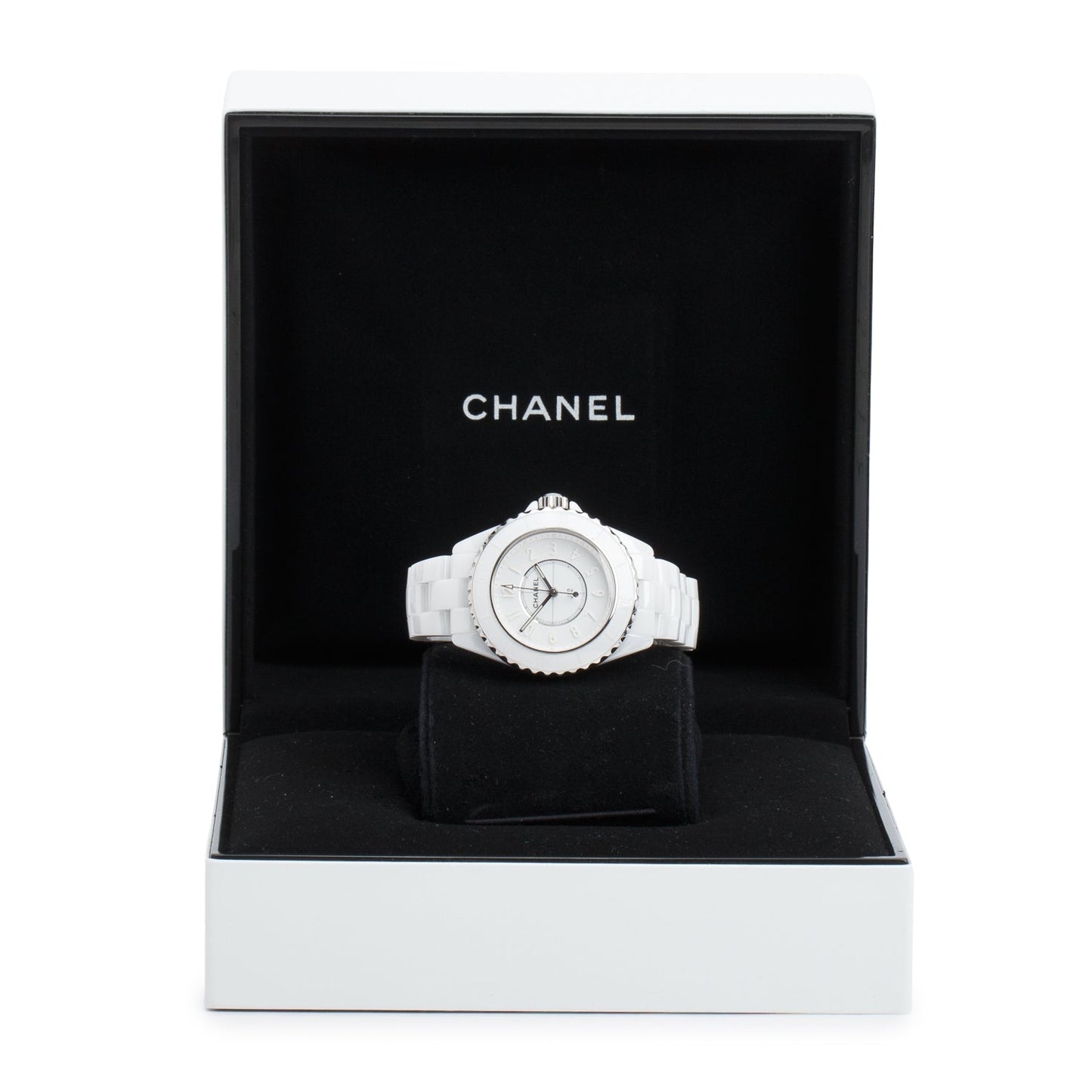 Chanel Limited Edition Stainless Steel & White Ceramic 33 MM J12 Phantom Quartz Watch w/ Box