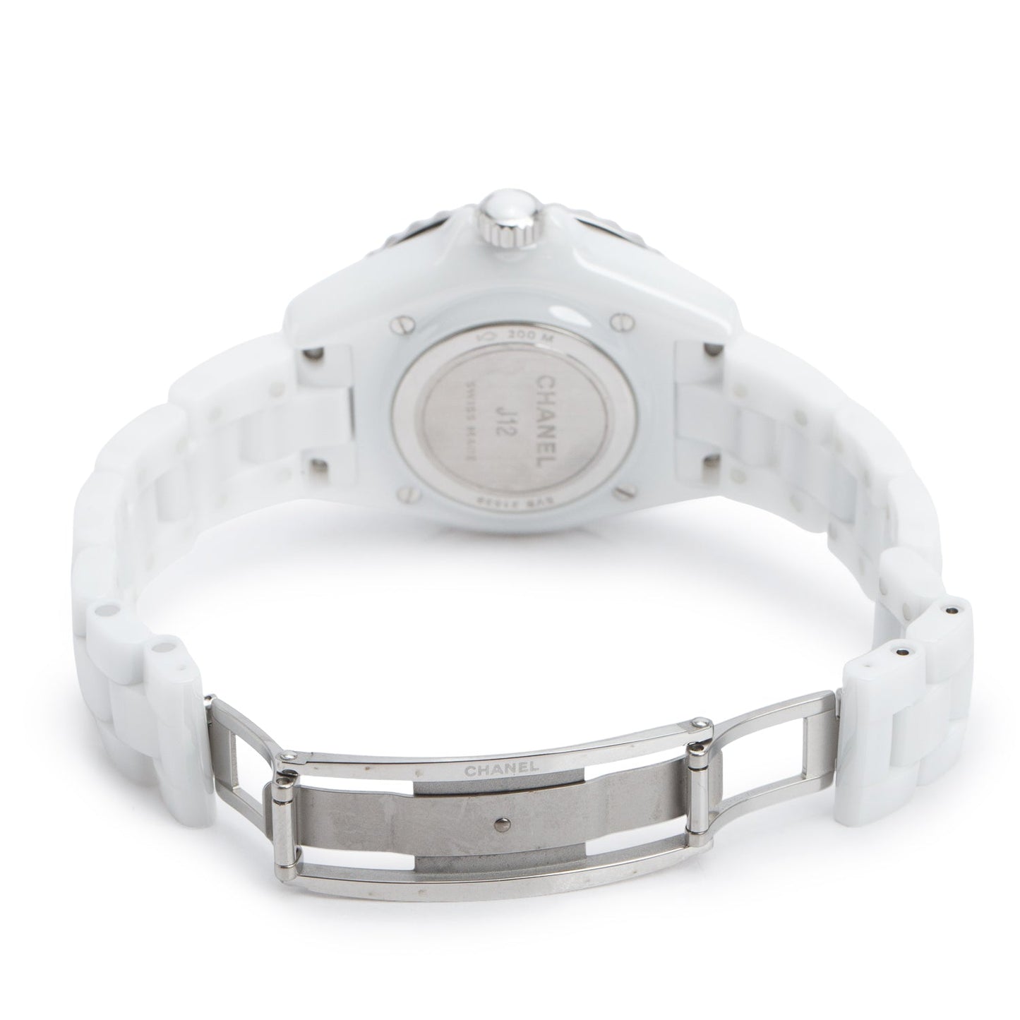 Chanel Limited Edition Stainless Steel & White Ceramic 33 MM J12 Phantom Quartz Watch w/ Box