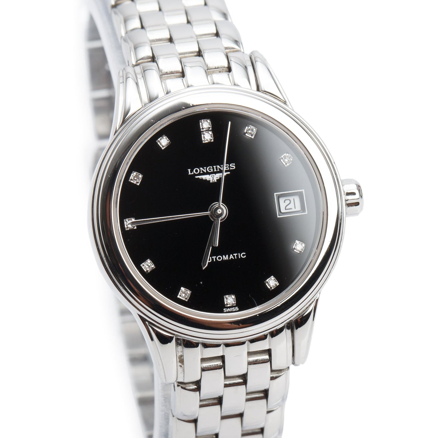 Longines 2022 Stainless Steel Flagship Classic 26 MM Automatic Watch Diamond Black Dial w/ Box & Papers
