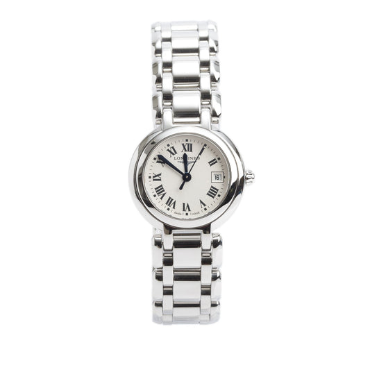 Longines Stainless Steel Primaluna 26.5 MM Quartz Watch Diamond Ivory Dial w/ Papers
