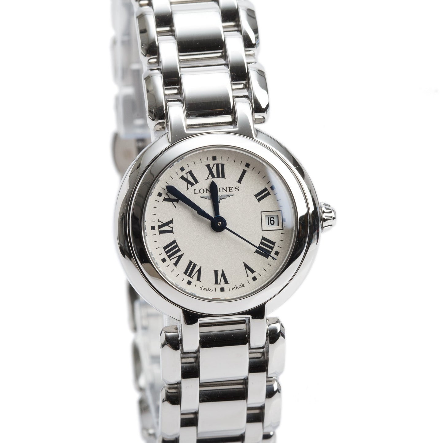 Longines Stainless Steel Primaluna 26.5 MM Quartz Watch Diamond Ivory Dial w/ Papers