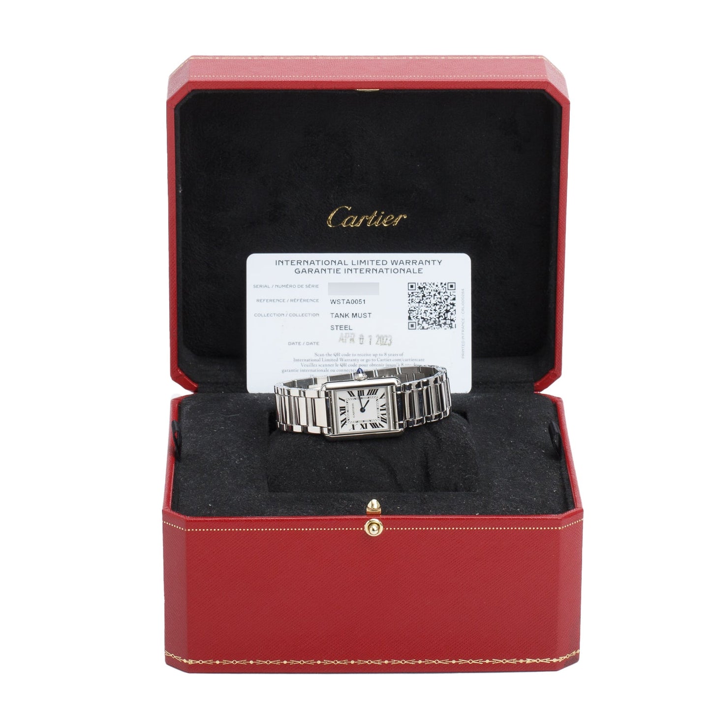 Cartier 2023 Stainless Steel Tank Must de Cartier Quartz Watch, Small Model 4322 w/ Box & Papers