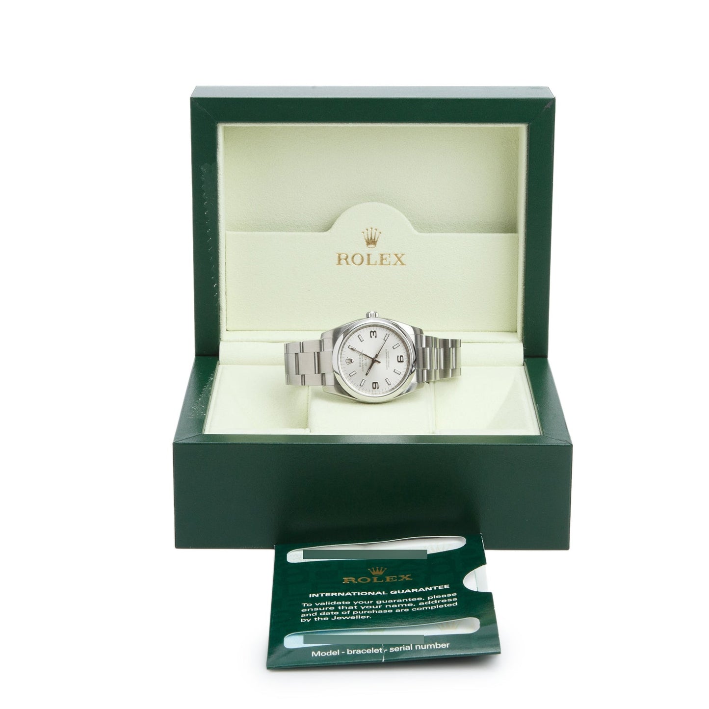 Rolex Stainless Steel Oyster Perpetual Air King 34 MM Automatic Watch Silver Dial 114200 w/ Box & Papers