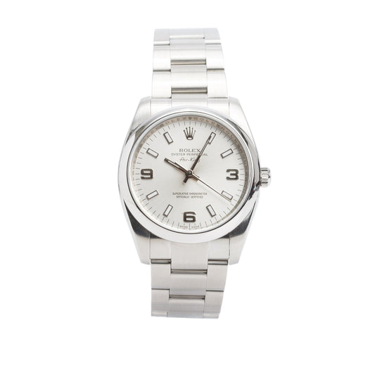 Rolex Stainless Steel Oyster Perpetual Air King 34 MM Automatic Watch Silver Dial 114200 w/ Box & Papers