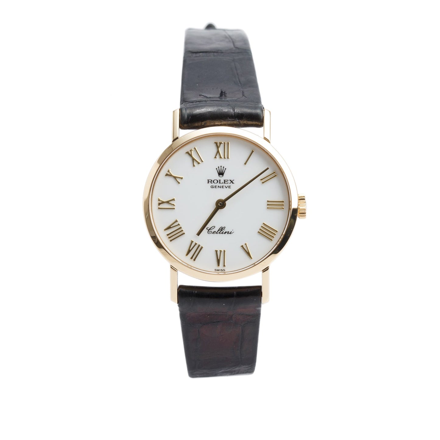 Rolex Vintage 18k Yellow Gold Cellini 26 MM Manual Watch White Dial 4109 w/ Extra Strap