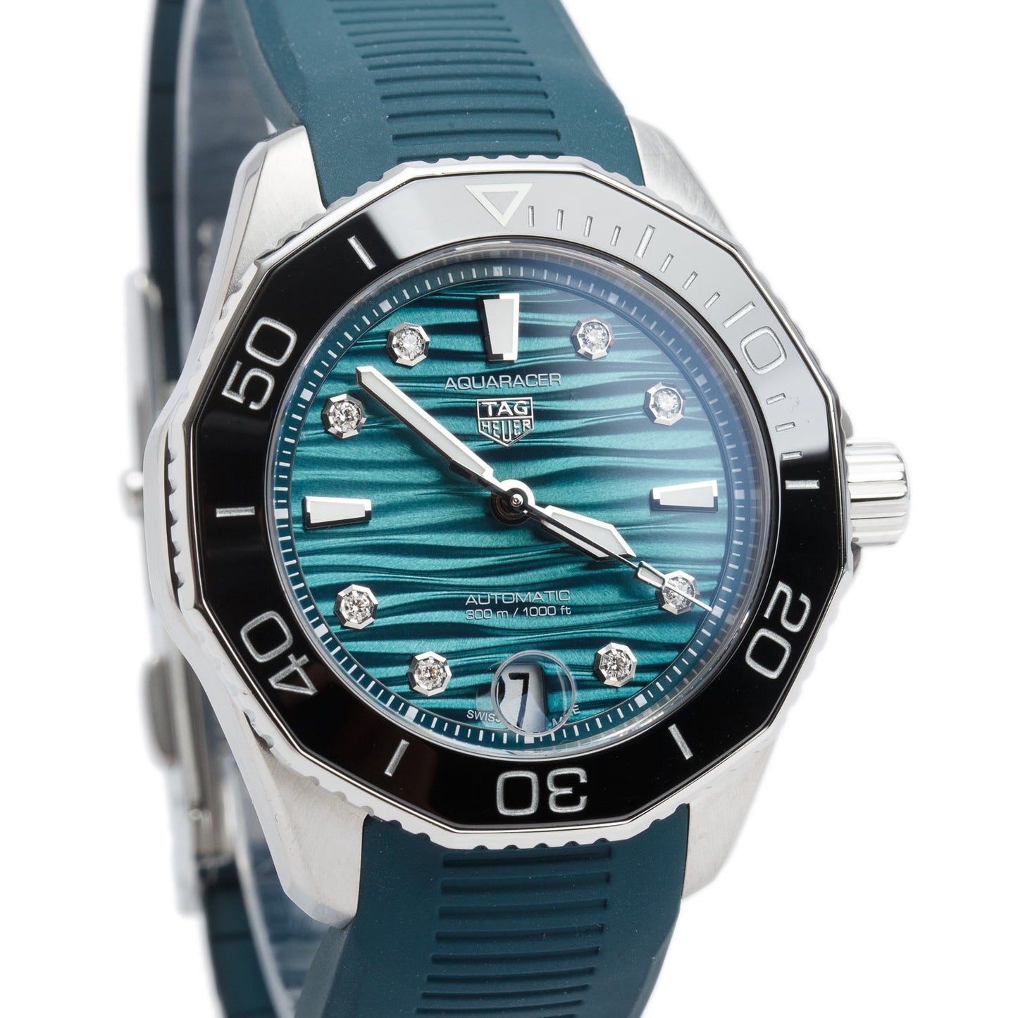 Tag Heuer Stainless Steel Aquaracer Professional 300M 36 MM Automatic Watch Diamond Green Dial WBP231G