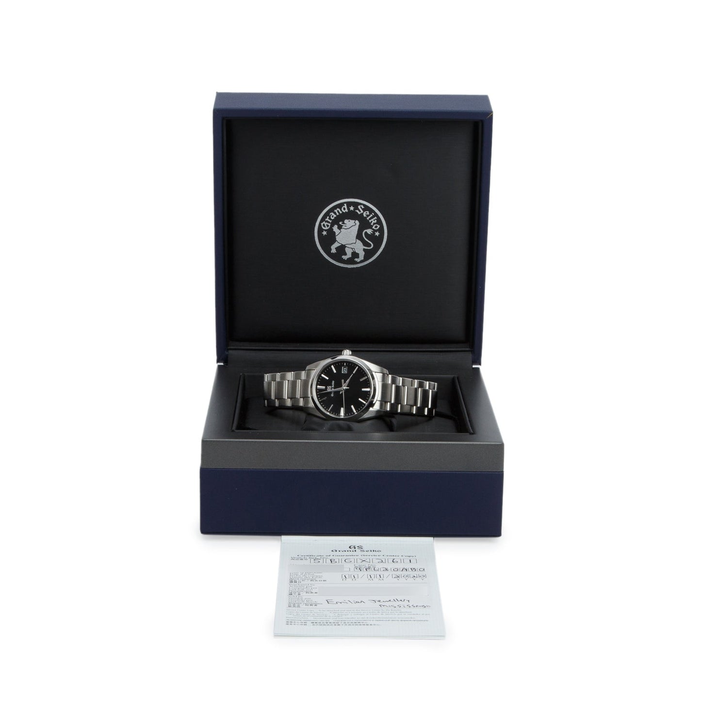 Grand Seiko Stainless Steel Heritage Collection 37 MM Quartz Watch Black Dial w/ Box & Papers