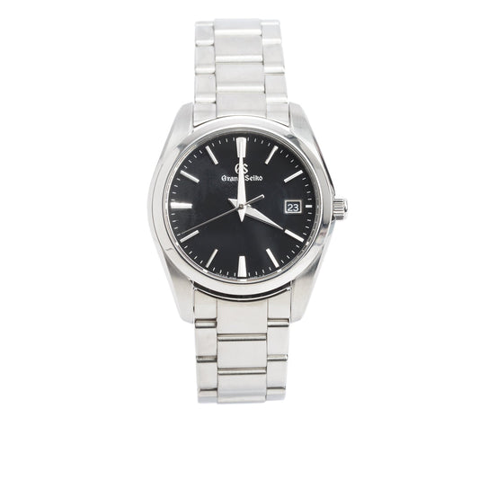 Grand Seiko Stainless Steel Heritage Collection 37 MM Quartz Watch Black Dial w/ Box & Papers