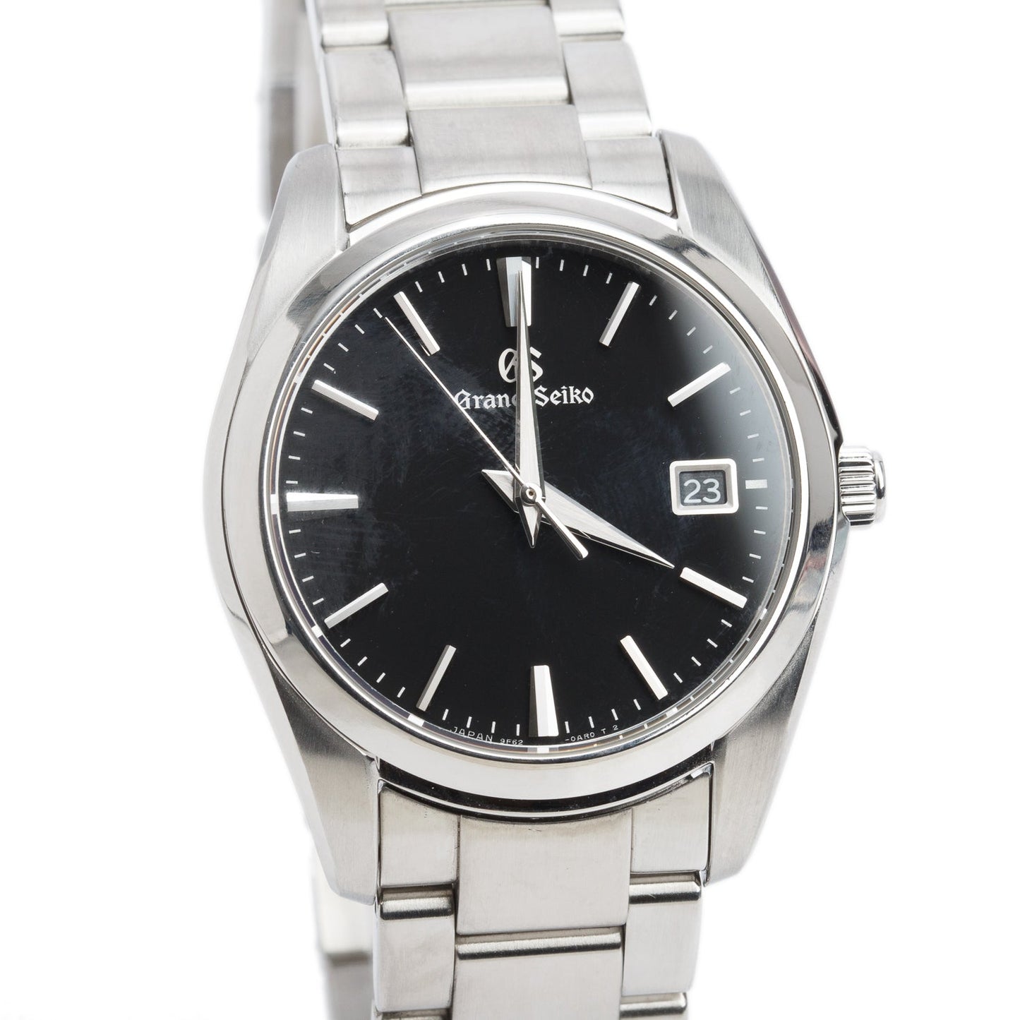 Grand Seiko Stainless Steel Heritage Collection 37 MM Quartz Watch Black Dial w/ Box & Papers