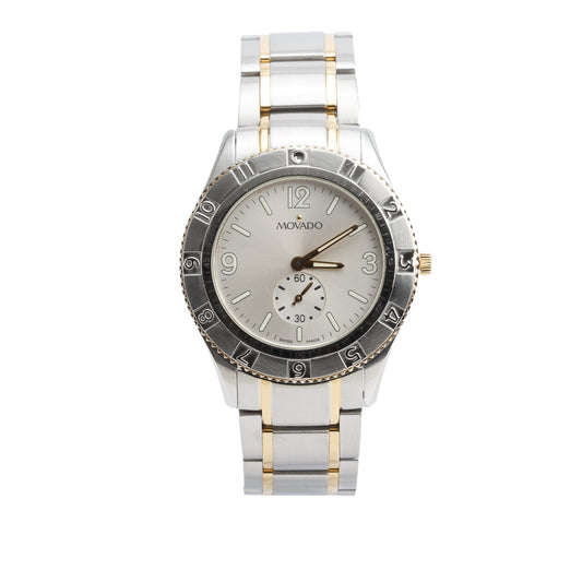 Movado Two-Tone Stainless Steel Gentry Sport 36 MM Quartz Watch Silver Dial