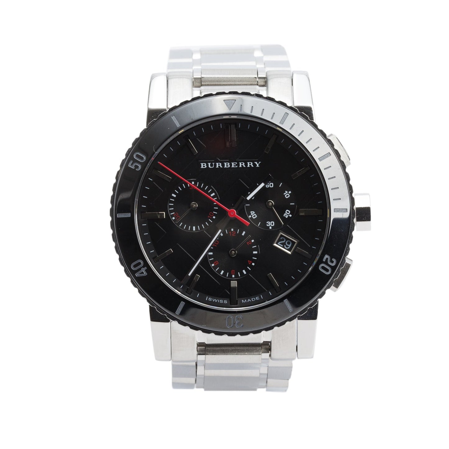 Burberry Stainless Steel The City 43 MM Chronograph Quartz Watch Black Dial BU9380