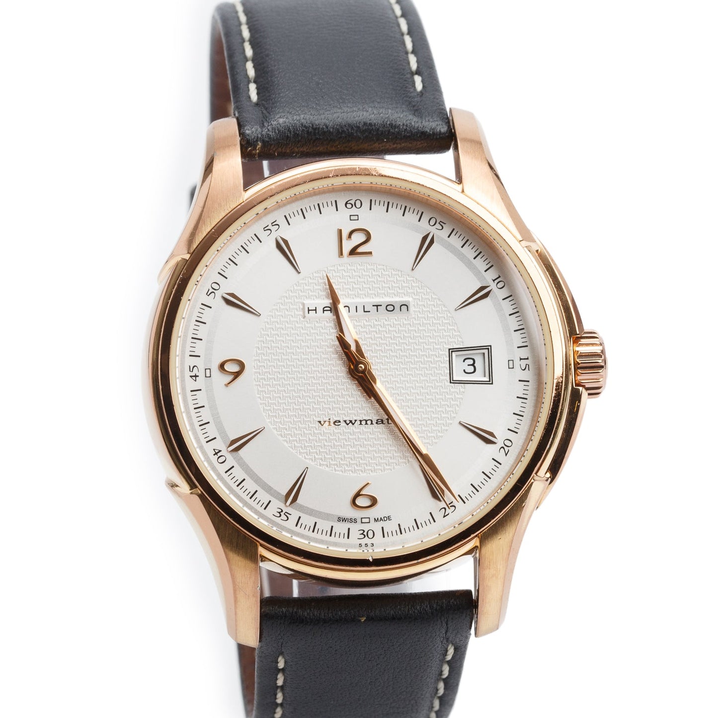 Hamilton Rose Gold-Plated Stainless Steel Jazzmaster Viewmatic 40 MM Automatic Watch Silver Dial