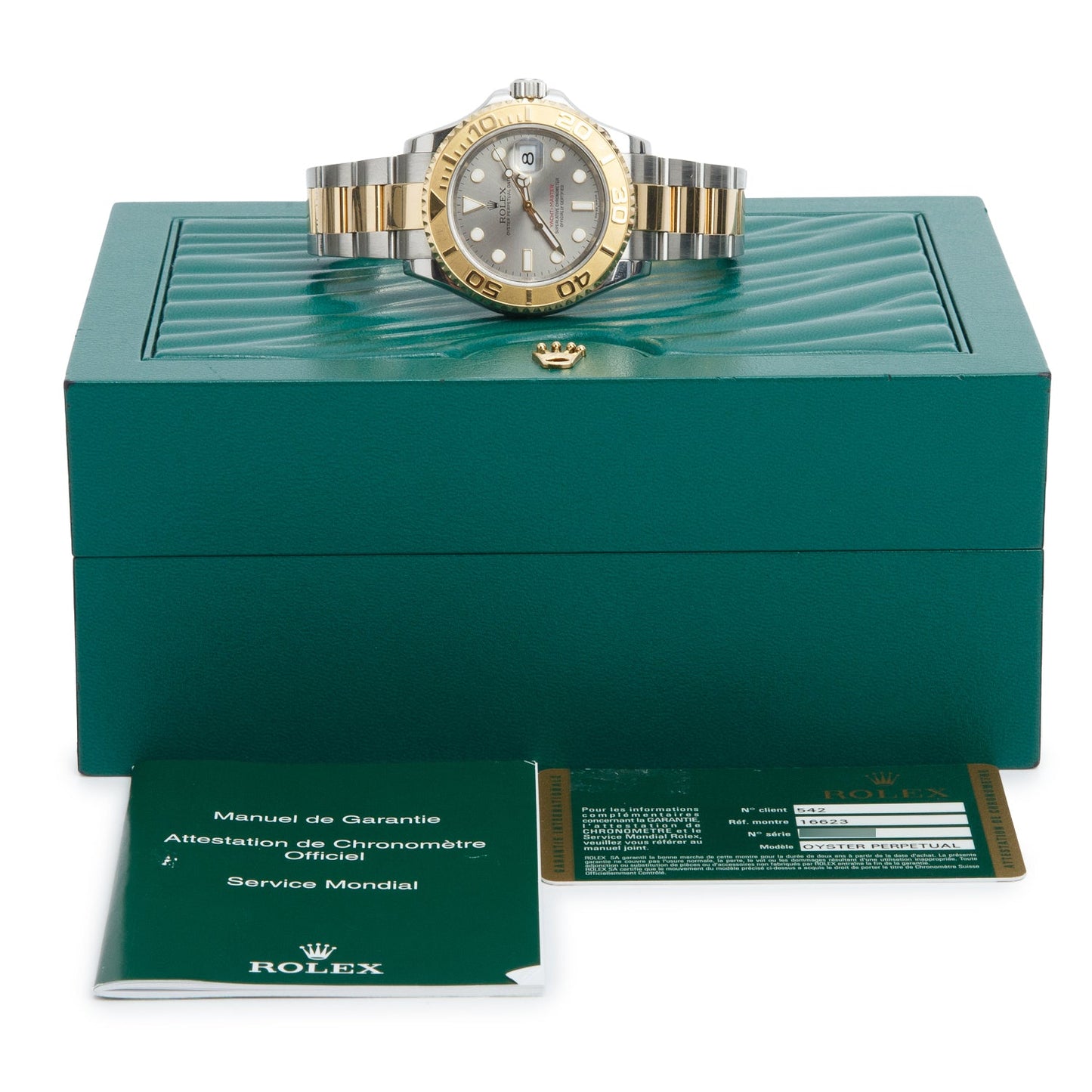 Rolex Stainless Steel & 18k Yellow Gold Yacht-Master 40 MM Automatic Watch Silver Dial 16623 w/ Box & Papers