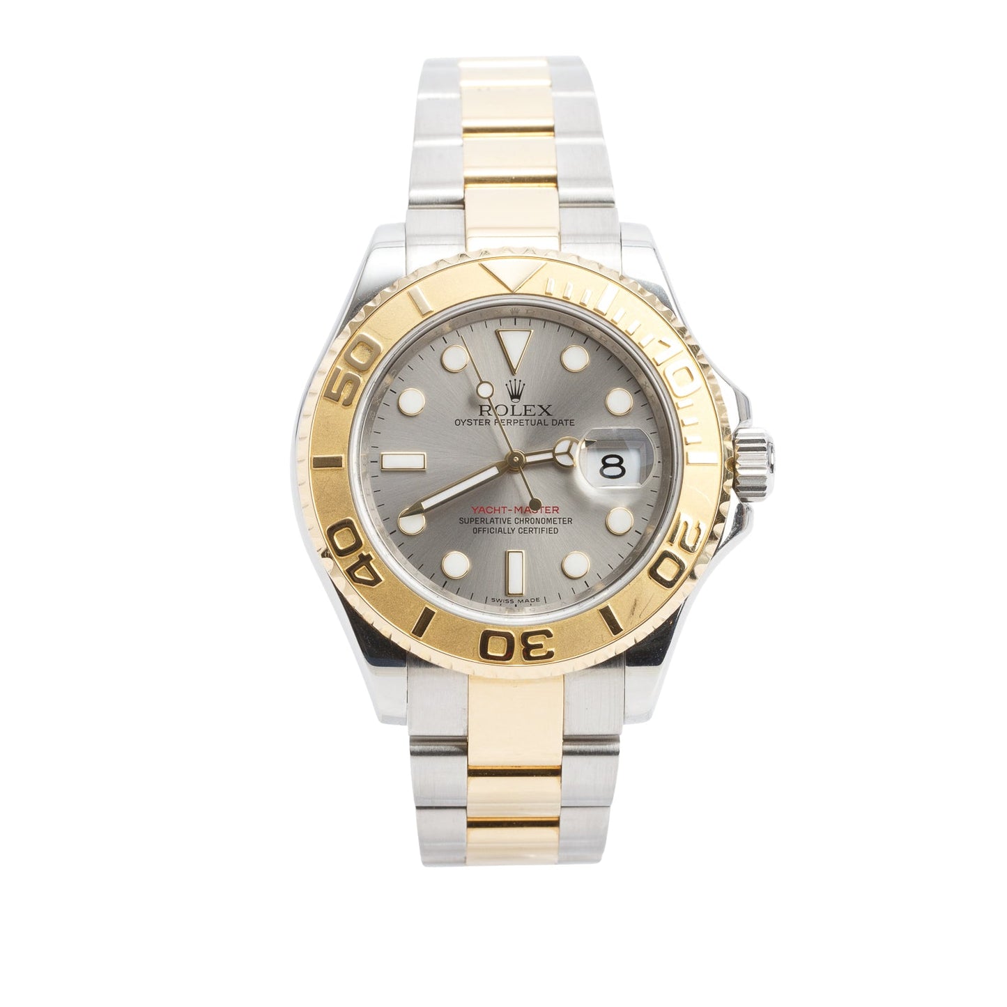 Rolex Stainless Steel & 18k Yellow Gold Yacht-Master 40 MM Automatic Watch Silver Dial 16623 w/ Box & Papers