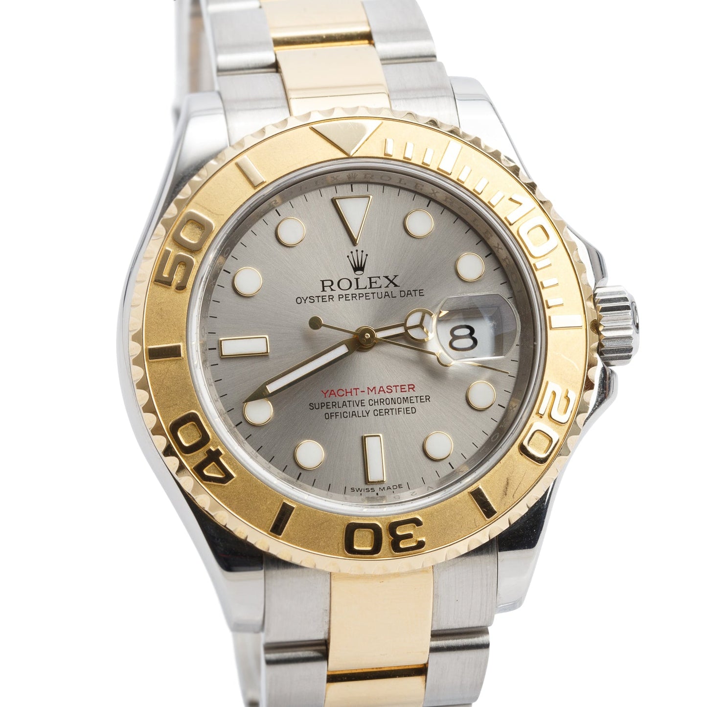Rolex Stainless Steel & 18k Yellow Gold Yacht-Master 40 MM Automatic Watch Silver Dial 16623 w/ Box & Papers