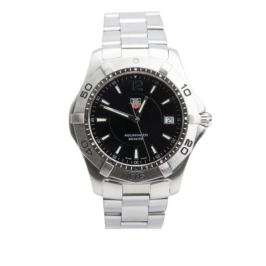 Tag Heuer Stainless Steel Aquaracer 39 MM Watch Black Dial WAF1110