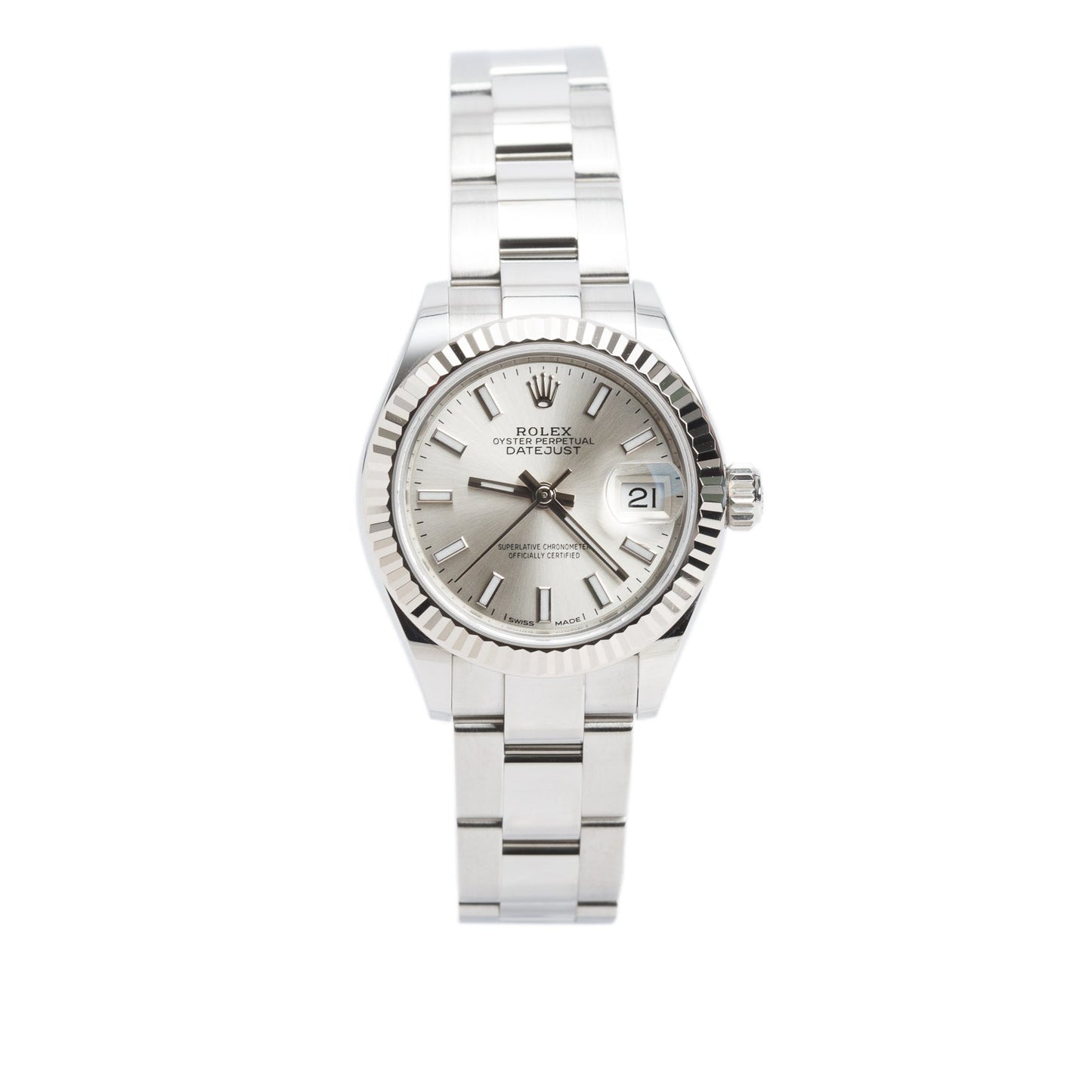 Rolex Stainless Steel Lady-Datejust 28 MM Watch Silver Dial 279174 w/ Box & Papers