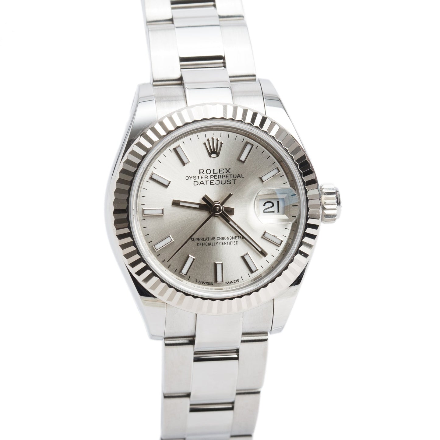 Rolex Stainless Steel Lady-Datejust 28 MM Watch Silver Dial 279174 w/ Box & Papers